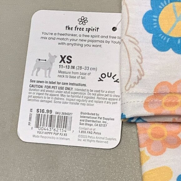 Youly XS Good Vibes Floral Print Pet Dog Pajamas 11-13 In Soft Cotton Blend - Picture 4 of 4